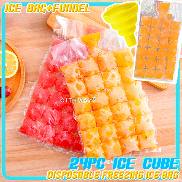 Cithway® 24pc Ice Cube Disposable Freezing Ice Bag Funnel