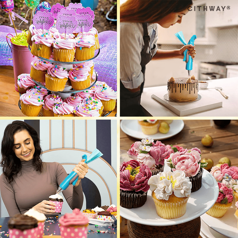 Cake Decorating Pen Kit - Includes Icing Pen, 4 Tips, 4 Bags & 2 Couplers For Easy Piping On Cakes & Cupcakes